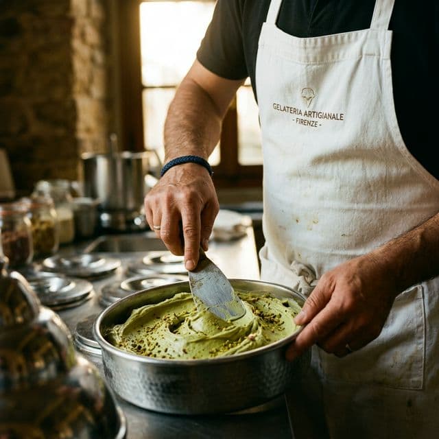 Artisan gelato preparation